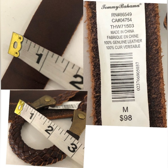 TOMMY BAHAMA Sz M Brown Leather Belt - Picture 9 of 14